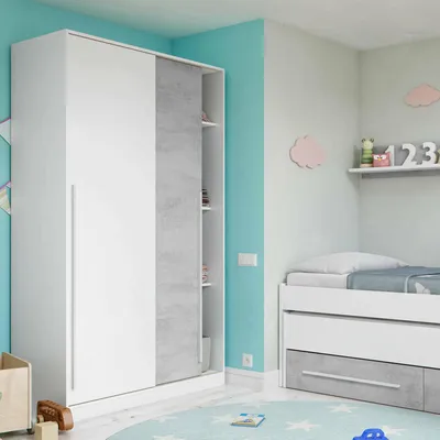 Imagen del producto de Aristode - Armario 2 Puertas, 120x200h cm Gris Cemento, 4 Estantes