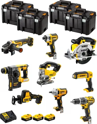 Immagine prodotto di DeWALT Kit DWK900T (DCD796 + DCH273 + DCG405 + DCF887 + DCF894 + DCS331 + DCS391 + DCS369 + DCL050+ 3x5,0Ah +DCB115+ 4xTSTAK VI)