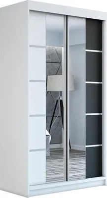 Produktbild von Schwebetürenschrank Kleiderschrank ERA 120 cm Schrank Garderobe Spiegel.Verschiedene Farben (Weiß, Schwarz, Somona). Möbel vom Hersteller!