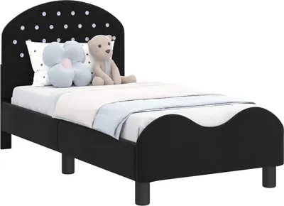 Produktbild von vidaXL Kinderbettgestell mit Kopfteil Schwarz 70 x 140 cm Samt