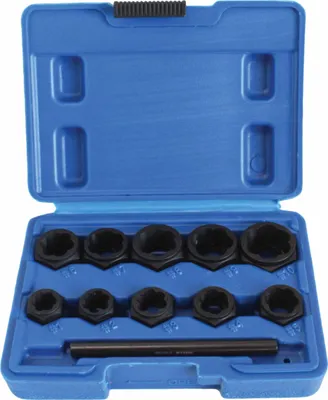 Obrázok produktu pre SATRA vyťahovač matíc, nástrčný nástavec 9-19 mm, sada vyťahovačov, 11-dielna, na odskrutkovanie poškodených skrutiek matíc, sada nástrojov na odskrutkovanie