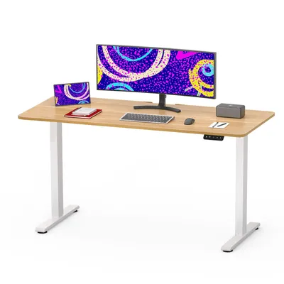 Produktbild von SANODESK Höhenverstellbarer Schreibtisch Elektrisch 120x60cm Einteilige Tischplatte, 4 Speicherplätzen, 60 kg Tragkraft, Anti-Kollisionsschutz (Ahorn)