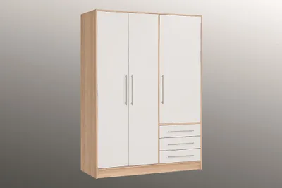 Produktbild von Eckkleiderschrank >Babbette< in Sonoma Eiche / Weiß - 144,6x200x60cm (BxHxT)