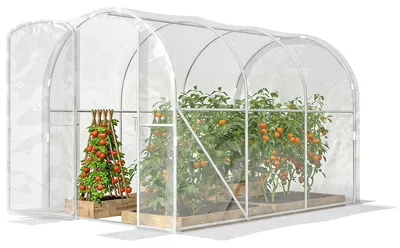 Produktbild von 3 x 2 x 2 m (6 m2) Tunnelgew?chshaus mit Flš¹geltš¹r und 150 g/m2 PE-Folie fš¹r Gemš¹se, Pflanzen und Blumen.