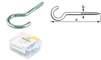 Immagine prodotto di suki. 6175041 suki. Schraubhaken, gebogen, 30 x 2,6 mm, verzinkt, 30 Stück