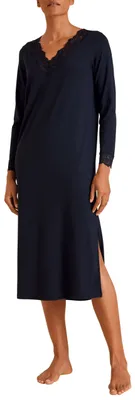 Produktbild von CALIDA Elegant Dreams Langarm-Nachthemd Damen Dark Lapis Blue 44-46