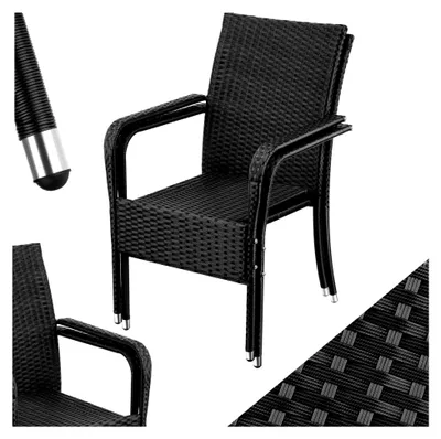 Produktbild von Rattan Stühle für Esszimmer und Outdoor, Stapelstühle, Gartenmöbel Set - 2er Set