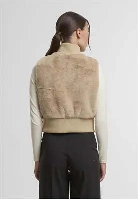 Obrázek produktu pro Dámská vesta Urban Classics Ladies Cropped Faux Fur Vest wetsand - M