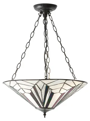Obrázek produktu pro Geometrické závěsné svítidlo ASTORIA, hnědé, 3xE27x40W, sklo, rozměry: 100x48x48 cm, IP20, Tiffany