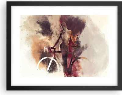 Produktbild von Gerahmtes Poster - Schwarzer Rahmen - Körper Mädchen Fahrrad Illustration - 40x30 cm - Wand Bild - Wanddeko - Wandbilder - Wandposter - Bilderrahmen - Bilder - Kunstdruck - Wandbild - P2BAA40x30-3136