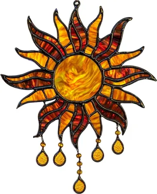 Produktbild von Sonnenfänger aus Acryl, hängende Dekoration im Buntglas-Stil, Fensterdekoration für Garten oder Wohnzimmer