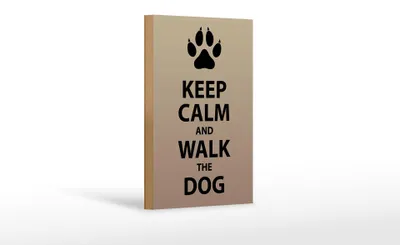 Produktbild von Holzschild Spruch 12x18 cm Keep calm and walk the dog