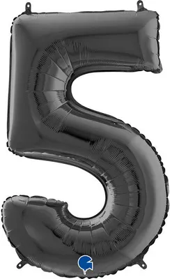 Zdjęcie produktu dla Balon Foliowy Cyfra 5 Czarny, 66 cm Grabo