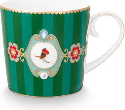 Produktbild von PIP STUDIO Love Birds Medallion Tasse Stripes grün 150ml
