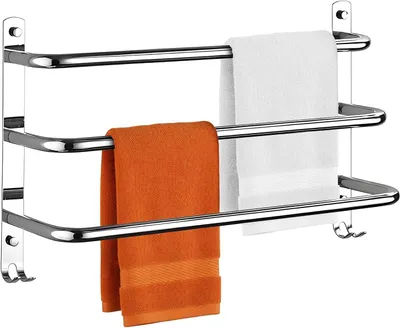 Immagine prodotto di Portasciugamani in acciaio inossidabile, 60 cm, con ganci, adatto per bagno e cucina