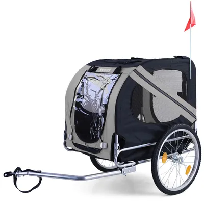 Fahrrad Anhänger / Hunde Anhänger klappbar bis 40Kg in GRAU SCHWARZ Top Qualität – Produktansicht