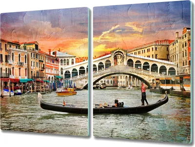 Produktbild von Coloray Schneidebrett Herdabdeckplatte 2x40x52 cm Kochplattenabdeckung Küchenbrett Hackbrett - Venedig Boot