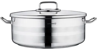 Image de Korkmaz Astra2 Low Casserole 30 x 11 cm - 7,5 L, Marmite en acier inoxydable avec couvercle