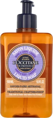 Produktbild von L'Occitane Luxury Size Shea Lavender Hands & Body Liquid Soap, Körper, Flüssigseife, Pumpenflasche, Sheabutter, AQUA/WATER - HELIANTHUS ANNUUS (SUNFLOWER) SEED EXTRACT - COCONUT ACID - POTASSIUM HYDROXIDE -..., Frankreich