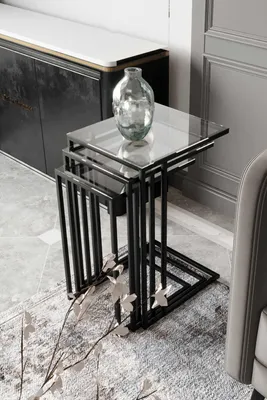 Produktbild von Skye Decor, Hochwertiger Nesting Tisch (3 Teile) - Schwarz, 100% Melamin