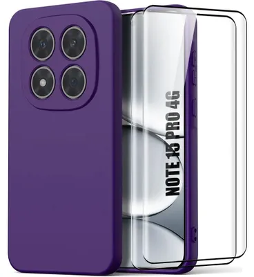 Image de Coque + 2 Verres Trempés pour Xiaomi Redmi Note 15 Pro 4G, Silicone Souple Anti-Rayures - Violet Nuit