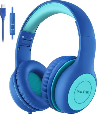 Produktbild von EarFun Kinder Kopfhörer, mit USB-C Kabel, 85/94dB Lautstärkenbegrenzer, Faltbare, Einstellbar, Stereo Klang, HD-Mikrofon, Audio-Sharing, Over Ear