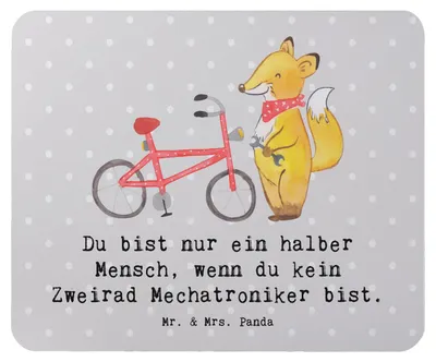 Produktbild von Mr. & Mrs. Panda Mauspad Zweirad Mechatroniker Herz - Grau Pastell - Geschenk, pc, mousepad, Mouse Pad, mausunterlage