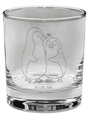 Produktbild von Mr. & Mrs. Panda Tumbler Pinguine Einschlafen - Transparent - Geschenk, Whiskyglas, Jahrestag, Whisky, Hochzeitstag, für Freundin, Frauen, Freund, Glas, Rocks, Whiskey