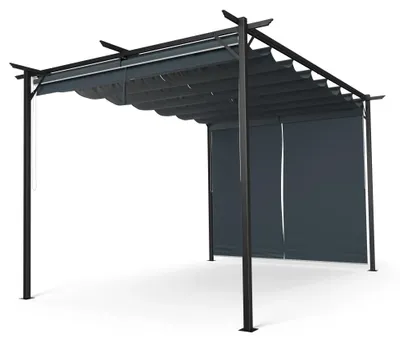 Obrázok produktu pre Blumfeldt pergola 3x4 m, polyesterová strecha a bočné žalúzie odolné voči poveternostným vplyvom, oceľový rám s práškovou povrchovou úpravou, jednoduchá montáž, stabilná a odolná voči zime Na celoročné použitie