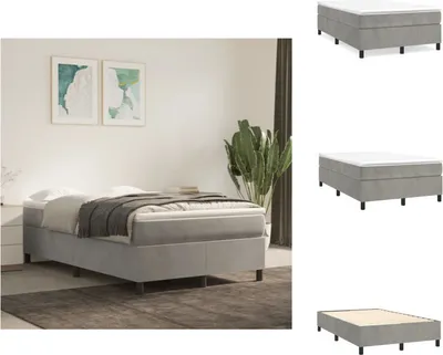 Produktbild von vidaXL Boxspringbett Hellgrau 120x200 cm Samt -  Betten & Bettgestelle