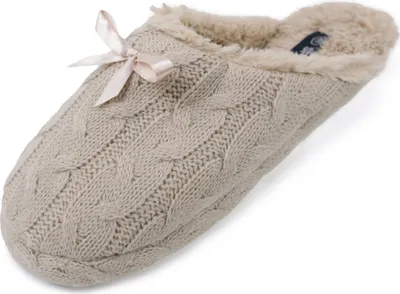 Produktbild von Sprint Sport Pantoffel Damen Hausschuhe Strick rutschfester Slipper beige, Gr.36
