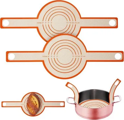 Produktbild von Famanu Backmatte 2-teilig - Wiederverwendbare Ofenunterlage mit langen Griffen