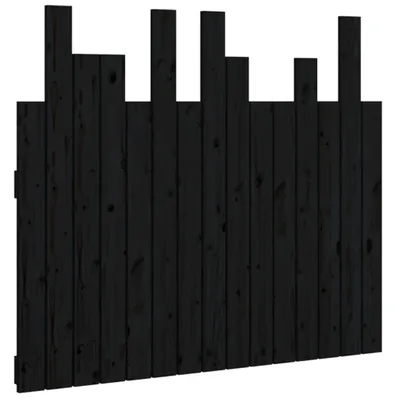 Image de vidaXL Tête de lit murale noire 95,5x3x80 cm pin massif