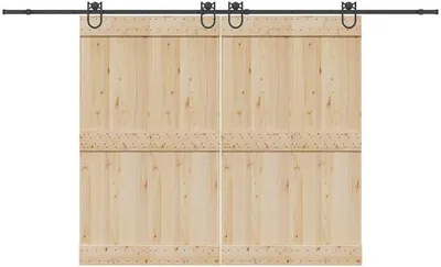 Produktbild von Schiebetürbeschlag-Set 183 cm Stahl Schwarz, Schiebetürsystem, Schiebetür Beschlag - 3295793