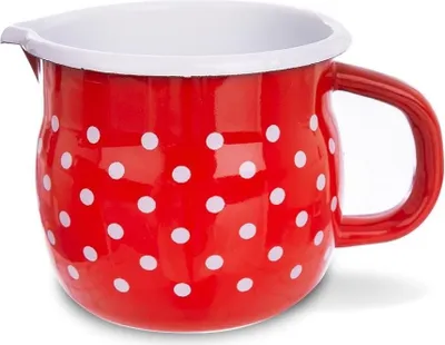 Produktbild von Orion Emaille-Becher retro emailliert 0,8l ROT MIT WEISSEN PUNKTEN