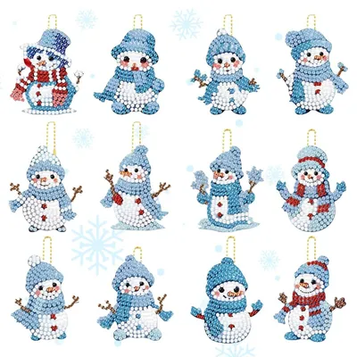 Produktbild von Diamantmalset für Kinder – Schneemann – 12 Stück – Weihnachtsmotive – Für Kinder