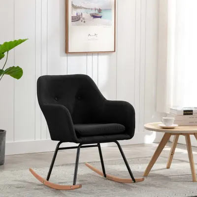 Produktbild von The Living Store Schaukelstuhl Schwarz Stoff