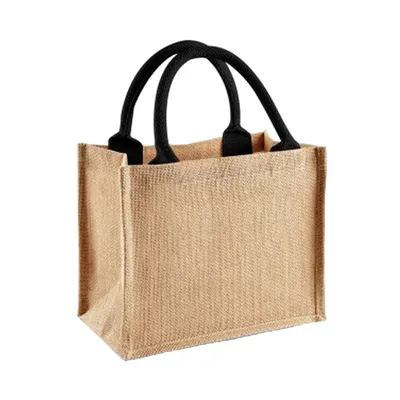 Produktbild von Westford Mill Jute-Tasche / Jute-Mini-Geschenktasche, 6 Liter BC2791 (Einheitsgröße) (Natur /Schwarz)