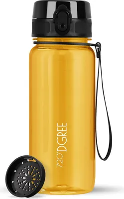 Produktbild von uberBottle crystalClear Trinkflasche mit Sieb 650ml / Honey Yellow/ 720DGREE