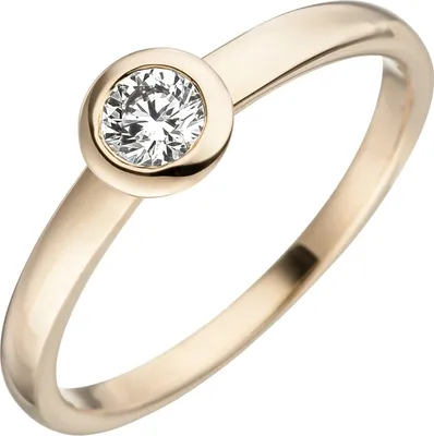 Produktbild von Gr. 54 Damen Ring 585 Gold Gelbgold 1 Diamant Brillant Goldring Diamantring