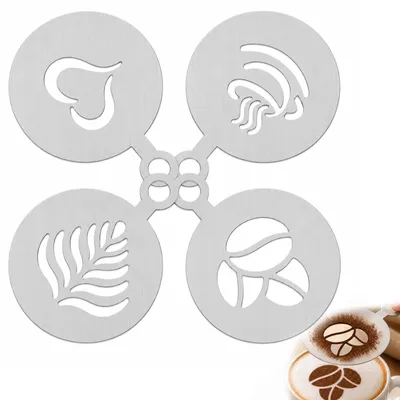4er-Set Kaffeeschablonen aus Edelstahl für Cappuccino