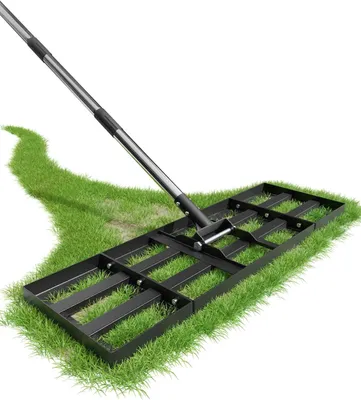 Obrázok produktu pre 75 x 25 cm, s nastaviteľnou dĺžkou, nivelačná tyč s 190 cm oceľovou tyčou, robustná a energeticky úsporná kefa na trávu do záhrady