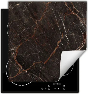 Produktbild von DarHaus Herdabdeckplatte 50x52 cm Anti Rutsch Matte Aufrollbar, Brozne - Marmor