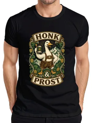 Productafbeelding van Honk & Prost: Lederhosen, , bier, Beieren, Dirndl, Wiesn, heren T-shirt, zwart, XXL