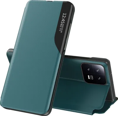 Image de Etui pour Xiaomi 13, étui en cuirPolyuréthaneavec fenêtre et fonction stand vert