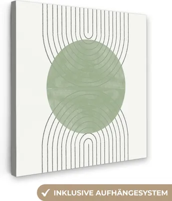 Produktbild von MuchoWow® - Leinwandbilder - Linien - Kreis - Grün - Abstrakt, Wandbild, Wanddeko Bilder Wohnzimmer, 20x20 cm