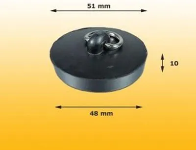 Produktbild von Badewannenstöpsel aus Gummi, Schwarz, 51 mm Durchmesser