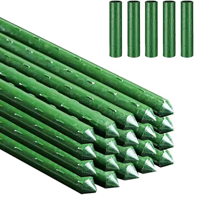 Produktbild von Gartenpflanzenpfähle Pflanzenstäbe Garten Pflanzenstützen Stäbe Pflanzhilfe Rankstäbe 20 Stück Grüne Pflanzstab mit 5 Stück Pflanzstabverbinder (41CM)
