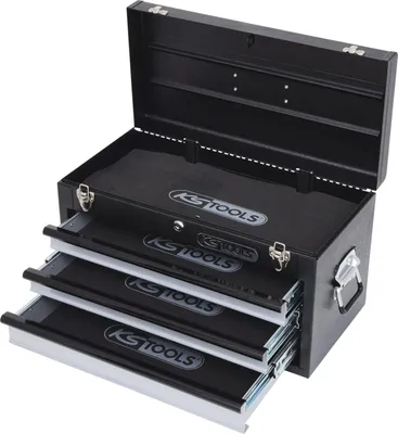 Image de KS TOOLS Servante d'atelier à 3 tiroirs noire, L508xH255xB303mm - 801.0003