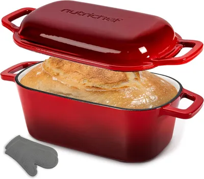 Image de Cocotte en fonte pour pain - Idéale pour la cuisson du pain - Chaleur uniforme - 25,4 cm - Résistante à la chaleur du four jusqu'à 260°C